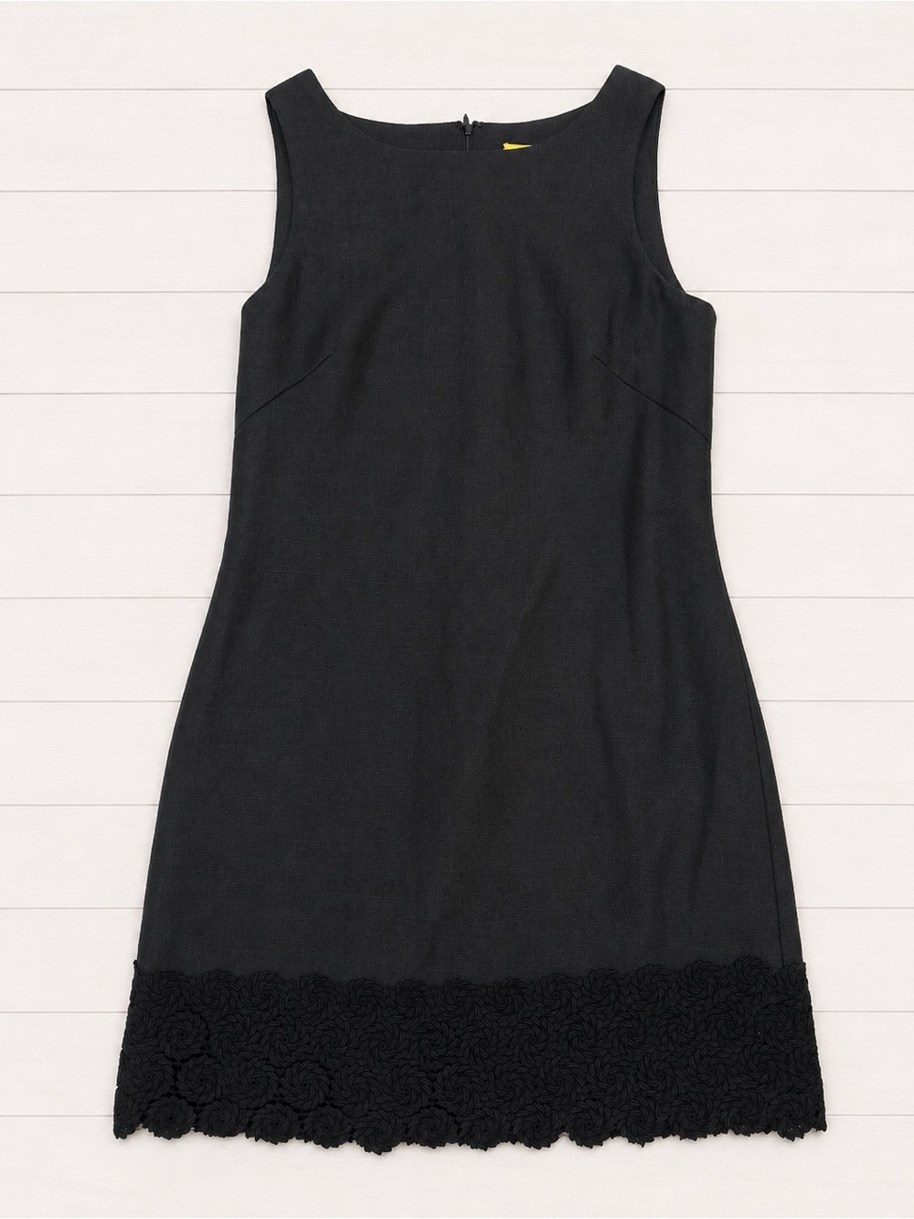 Jack Rogers Black Sleeveless Shift Dress with Lace Trim